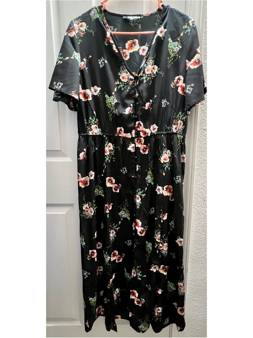 Missguided black floral maxi dress US women’s 8 UK 12 NWOT